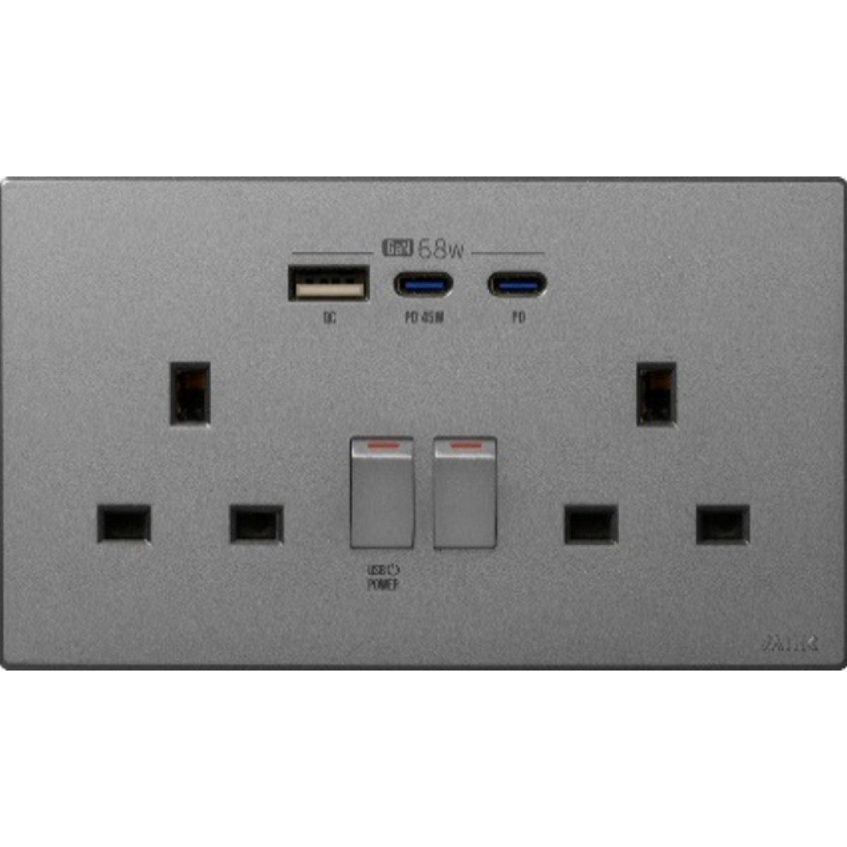 M2K PD245G-G GaN 68W Type-C/USB 孖蘇電制 (炭灰)